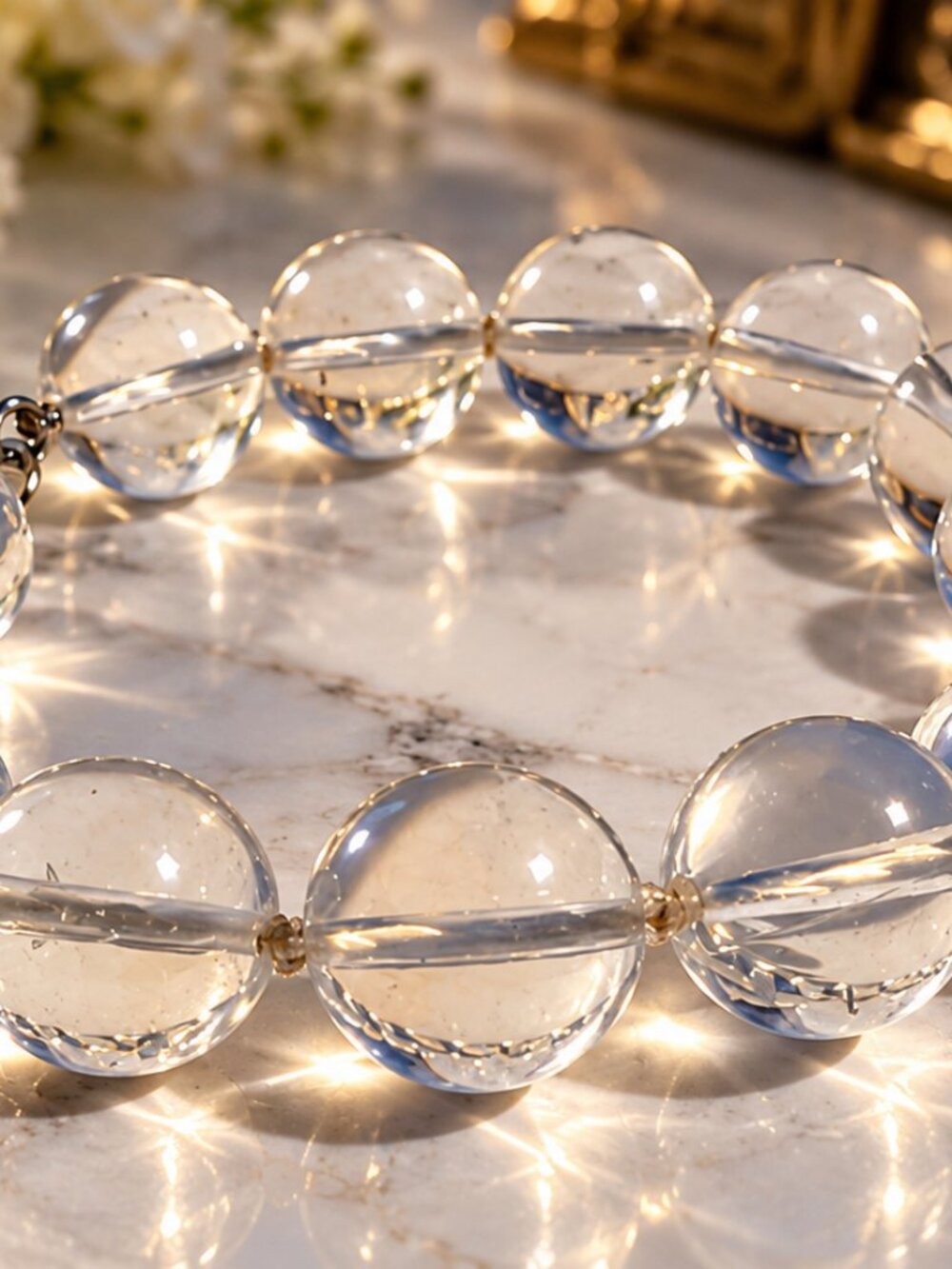 Vintage Style Clear Crystal Glass Bead Stretch Bracelet